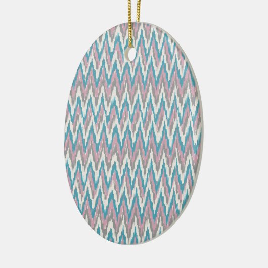 Stoffige roze en blauwe iKat Keramisch Ornament (Links)
