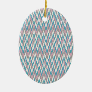 Stoffige Roze en Blauwe iKat Keramisch Ornament