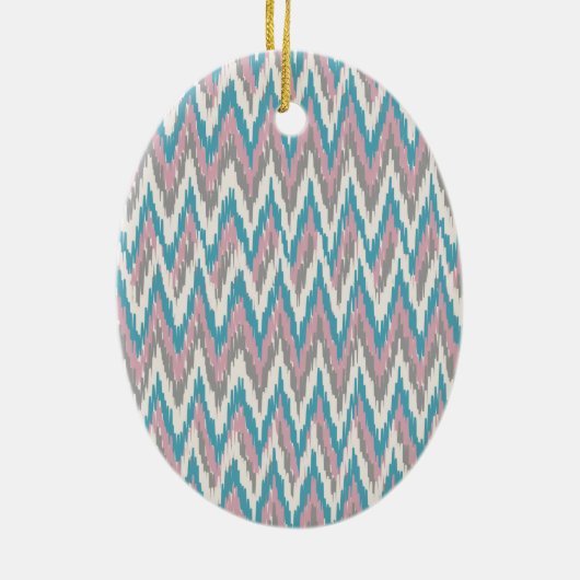 Stoffige roze en blauwe iKat Keramisch Ornament (Achterkant)