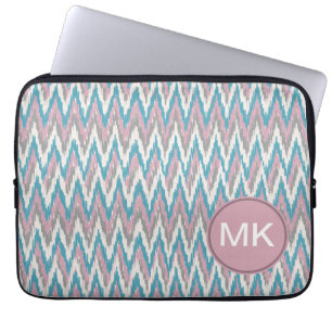 Stoffige Roze en Blauwe iKat Laptop Sleeve