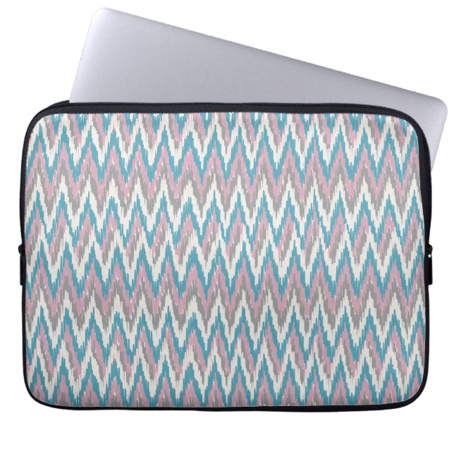Stoffige roze en blauwe iKat Laptop Sleeve (Voorkant)