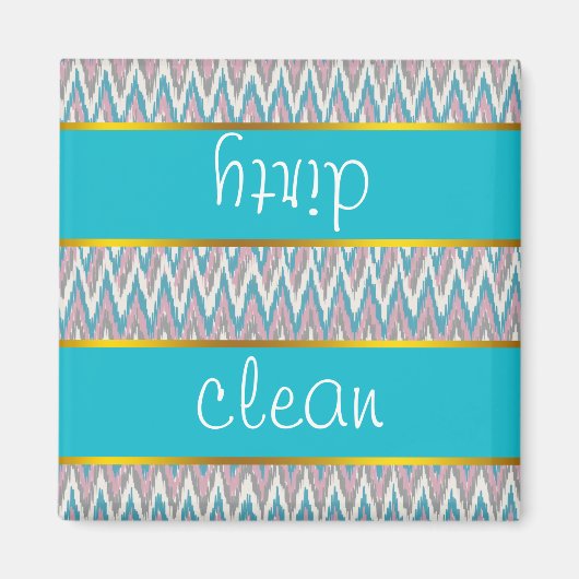 Stoffige roze en blauwe iKat Magneet (Voorkant)