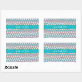 Stoffige roze en blauwe iKat Rechthoekige Sticker (Vel)