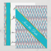 Stoffige roze en blauwe iKat Save The Date (Voorkant / Achterkant)