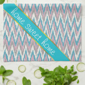 Stoffige roze en blauwe iKat Theedoek (Gevouwen)