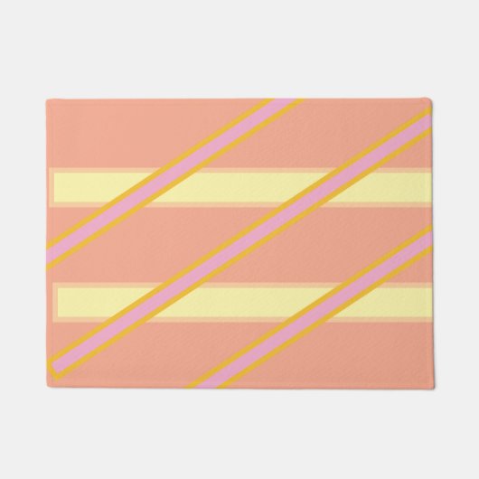 Stoffige roze en crème horizontale strepen deurmat (Voorkant)