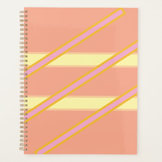Stoffige roze en crème horizontale strepen  planner (Voorkant)