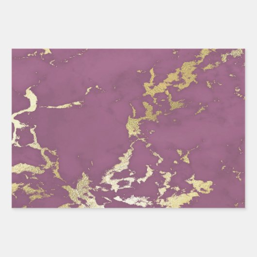 Stoffige Roze en Gouden Marmer Uiterlijk Inpakpapier Vel (Voorkant 2)