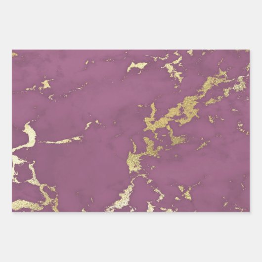 Stoffige Roze en Gouden Marmer Uiterlijk Inpakpapier Vel (Voorkant)