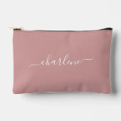 Stoffige Roze en Witte Elegante Naam Etui (Voorkant)