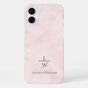 Stoffige roze en witte marmeren glitters gepersona iPhone 16 plus hoesje