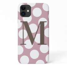 Stoffige roze en witte polka stip grote monogram