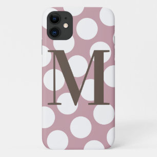 Stoffige roze en witte polka stip grote monogram Case-Mate iPhone case