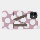 Stoffige roze en witte polka stip grote monogram Case-Mate iPhone case (Achterkant (horizontaal))