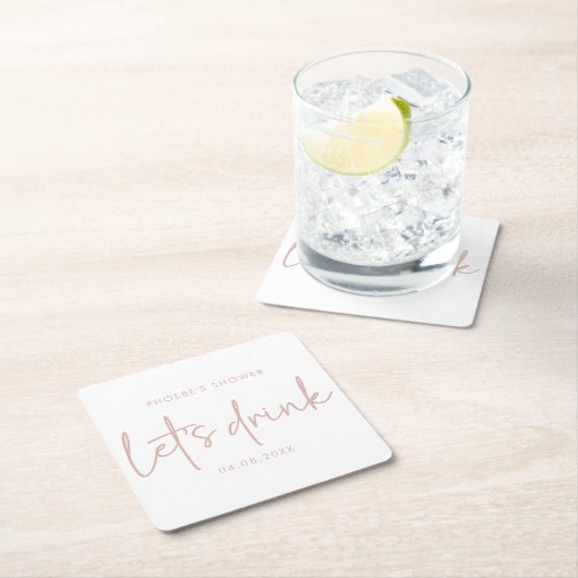 Stoffige Roze en Witte Script Bruidsdouche Onderze Kartonnen Onderzetters (Insitu)