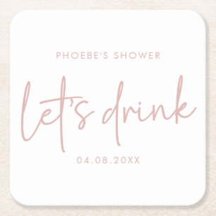 Stoffige Roze en Witte Script Bruidsdouche Onderze Kartonnen Onderzetters