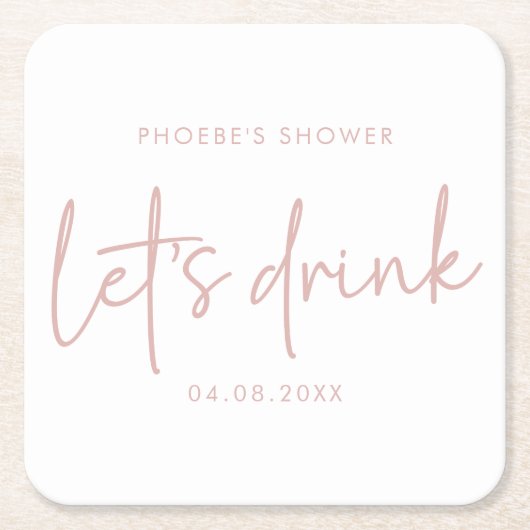 Stoffige Roze en Witte Script Bruidsdouche Onderze Kartonnen Onderzetters (Voorkant)