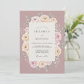 Stoffige Roze Ethische Bloem Bruiloft Kaart (Staand voorkant)