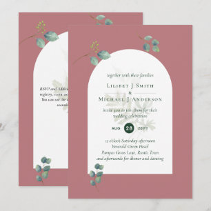 Stoffige Roze Eucalyptus Groene Huwelijksboog Kaart