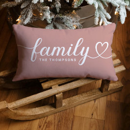 Stoffige Roze Familie Hart Script Monogram Kussen