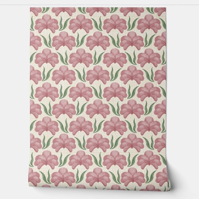 Stoffige Roze Flora Behang (Afrollen)
