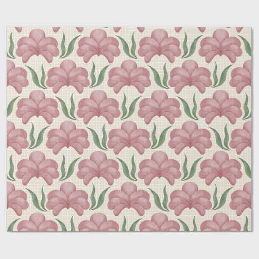 Stoffige Roze Flora Cadeaupapier (Vlak)