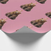 Stoffige roze folk art beer inpakpapier (Hoek)