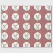 Stoffige roze folk art herten inpakpapier (Vlak)