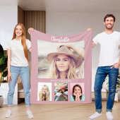 Stoffige roze foto collage meisje vrienden fleece deken