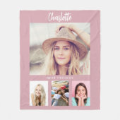 Stoffige roze foto collage meisje vrienden fleece deken (Voorkant)