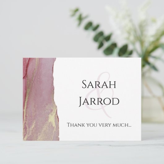 Stoffige Roze Foto Huwelijk Dankkaart Bedankkaart (Staand voorkant)