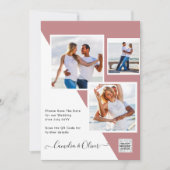 Stoffige ROZE Foto Huwelijksuitnodiging QR Code Be Kaart (Voorkant)