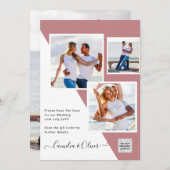 Stoffige ROZE Foto Huwelijksuitnodiging QR Code Be Kaart (Voorkant / Achterkant)