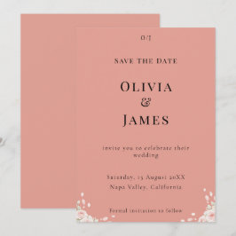 Stoffige Roze Gefluisterde Bloemblaadjes Minimalis Save The Date