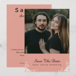 Stoffige Roze Gefluisterde Bloemblad Modern Script Save The Date