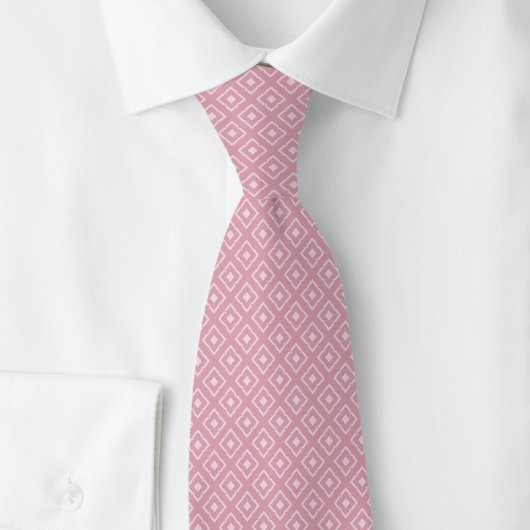 Stoffige Roze Gekartelde Diamant Stropdas