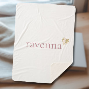 Stoffige Roze Gepersonaliseerde Naam Gouden Luipaa Sherpa Deken