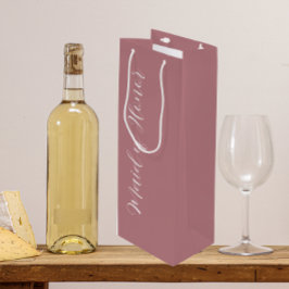 Stoffige Roze Gestileerd Schrift Bruidsmeisje Wijn Cadeautas