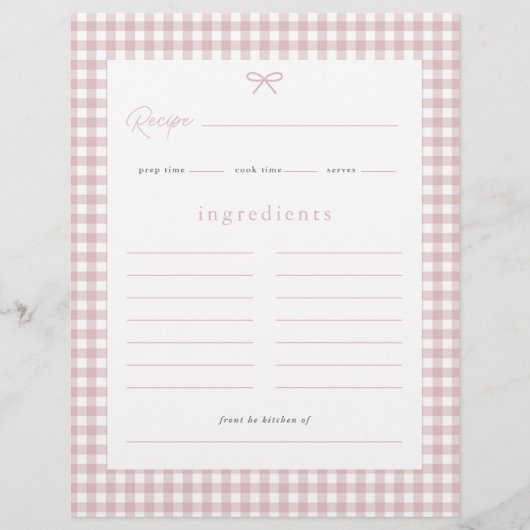 Stoffige Roze Gingham Babyshower Receptkaart Flyer (Voorkant)