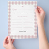 Stoffige Roze Gingham Babyshower Receptkaart Flyer (Hand)