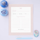 Stoffige Roze Gingham Babyshower Receptkaart Flyer (Enkel)