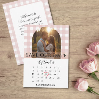 Stoffige Roze Gingham Trouwreportage Fotografie Bo Save The Date