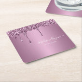 Stoffige Roze Glitter Bruiloft Kartonnen Onderzetters (Schuin)