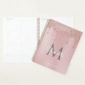 Stoffige Roze Glitter Druppels Monogram Script 202 Planner (Display)