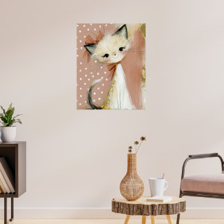 Stoffige roze goud folie fijne kunstschilderij poster
