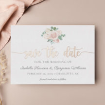Stoffige Roze Goud Save The Date Aankondiging