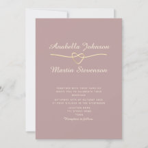 Stoffige Roze Gouden Minimalistische Trouw Uitnodi