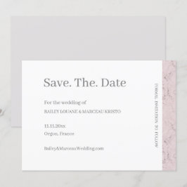 Stoffige Roze Grijs Witte Marmeren Bewaar De Datum Kaart