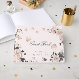 stoffige roze grijze bloemen en schattige bladen gastenboek