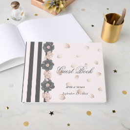 stoffige roze grijze bloemen en schattige bladen gastenboek